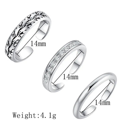 3PCS Toe Rings for Women Stainless Steel Adjustable Summer Beach Sexy Foot Ring With Diamonds Stackable Men's And Women's Ring