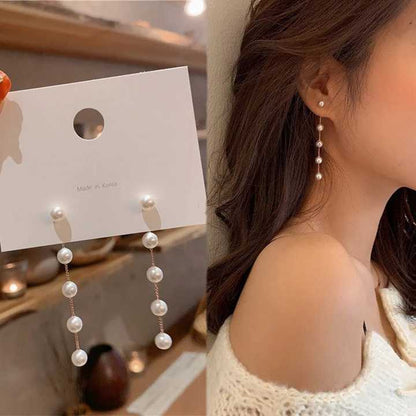 Long Tassel Pearl Earrings