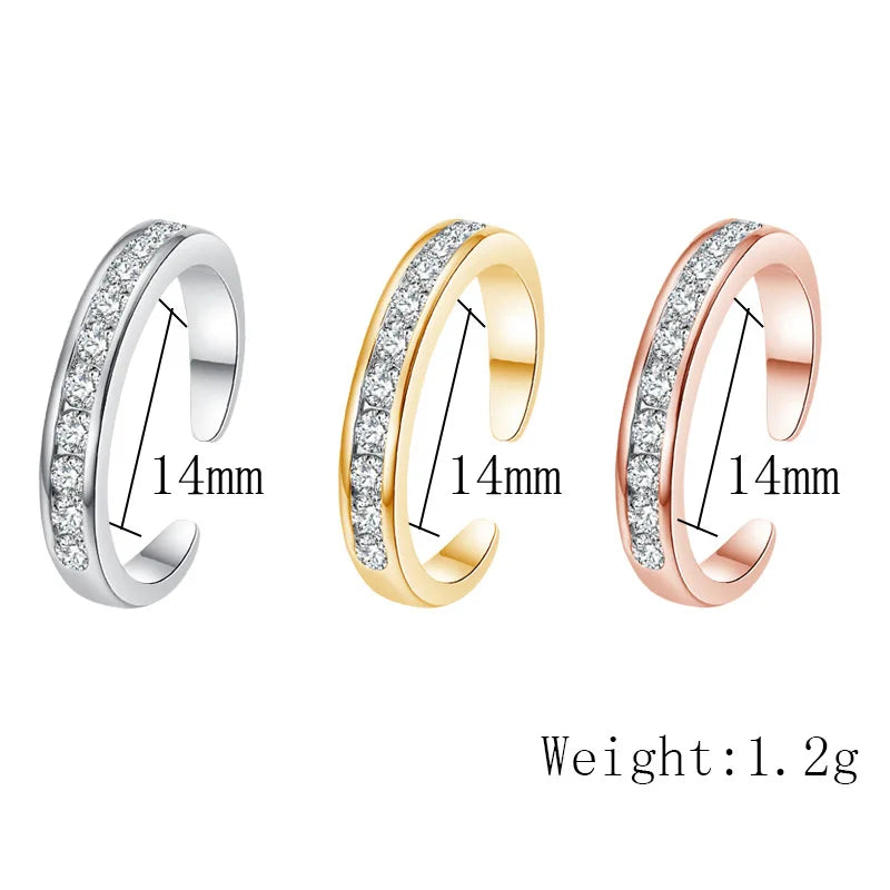3PCS Toe Rings for Women Stainless Steel Adjustable Summer Beach Sexy Foot Ring With Diamonds Stackable Men's And Women's Ring