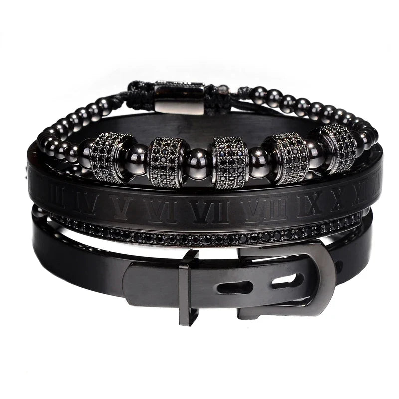 Luxury Roman Royal Crown Charm Bracelet Braided Adjustable Men Jewelry