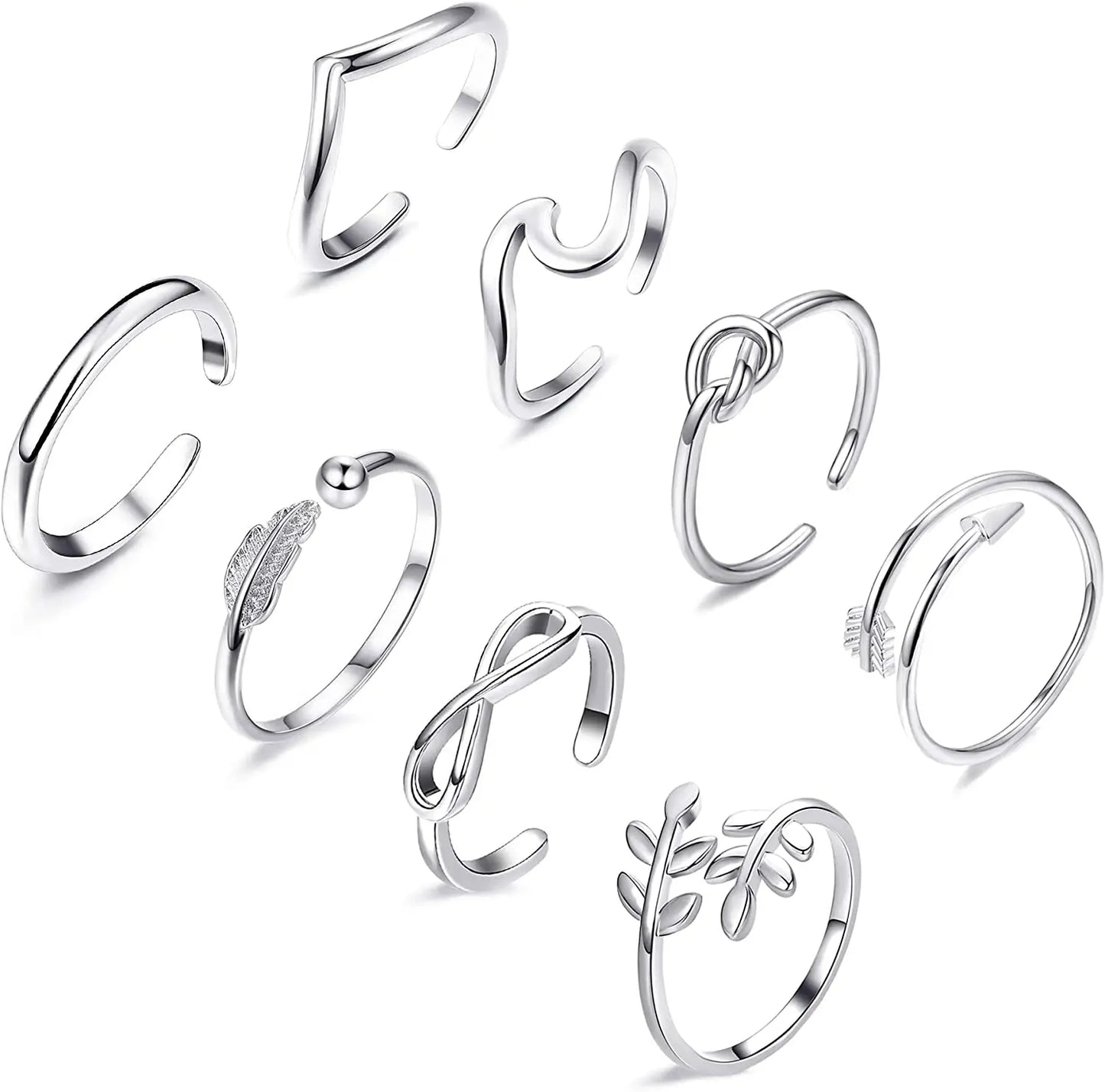 3PCS Toe Rings for Women Stainless Steel Adjustable Summer Beach Sexy Foot Ring With Diamonds Stackable Men's And Women's Ring