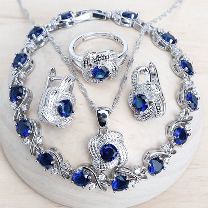 Birthstone Jewelry Set – 5 Piece Set in 925 Sterling Silver