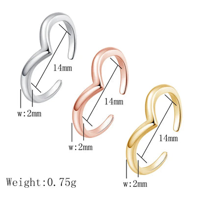 3PCS Toe Rings for Women Stainless Steel Adjustable Summer Beach Sexy Foot Ring With Diamonds Stackable Men's And Women's Ring