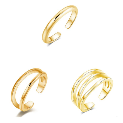 3PCS Toe Rings for Women Stainless Steel Adjustable Summer Beach Sexy Foot Ring With Diamonds Stackable Men's And Women's Ring