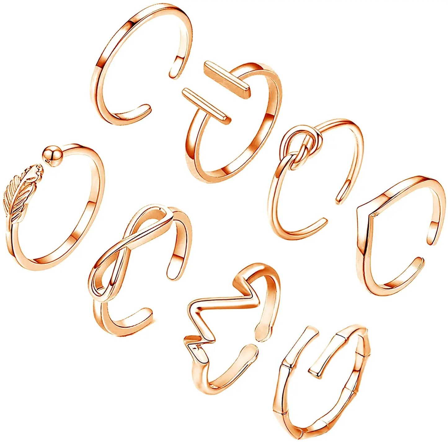 3PCS Toe Rings for Women Stainless Steel Adjustable Summer Beach Sexy Foot Ring With Diamonds Stackable Men's And Women's Ring