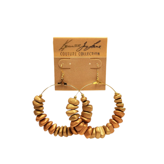 Bronze & Gold Chip Hoop Earring