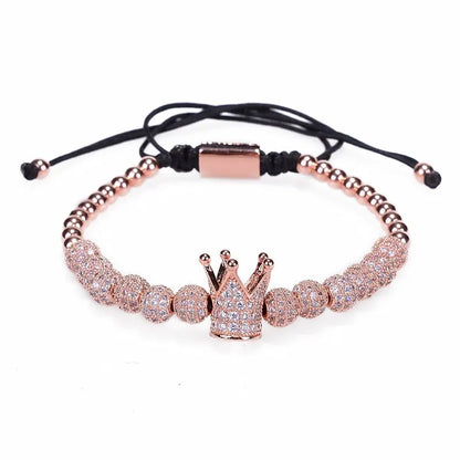 Luxury Roman Royal Crown Charm Bracelet Braided Adjustable Men Jewelry