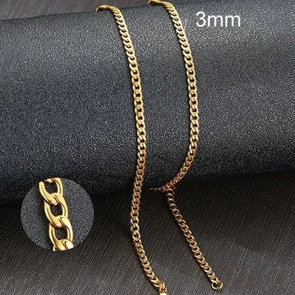 Vnox Men's Cuban Link Chain Necklace Stainless Steel Black Gold Color Male Choker colar Jewelry Gifts for Him