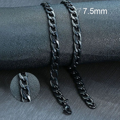 Vnox Men's Cuban Link Chain Necklace Stainless Steel Black Gold Color Male Choker colar Jewelry Gifts for Him