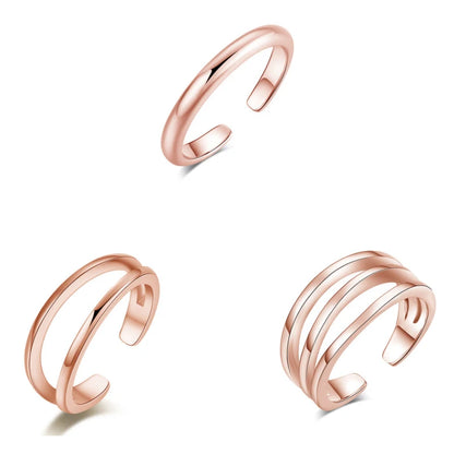 3PCS Toe Rings for Women Stainless Steel Adjustable Summer Beach Sexy Foot Ring With Diamonds Stackable Men's And Women's Ring