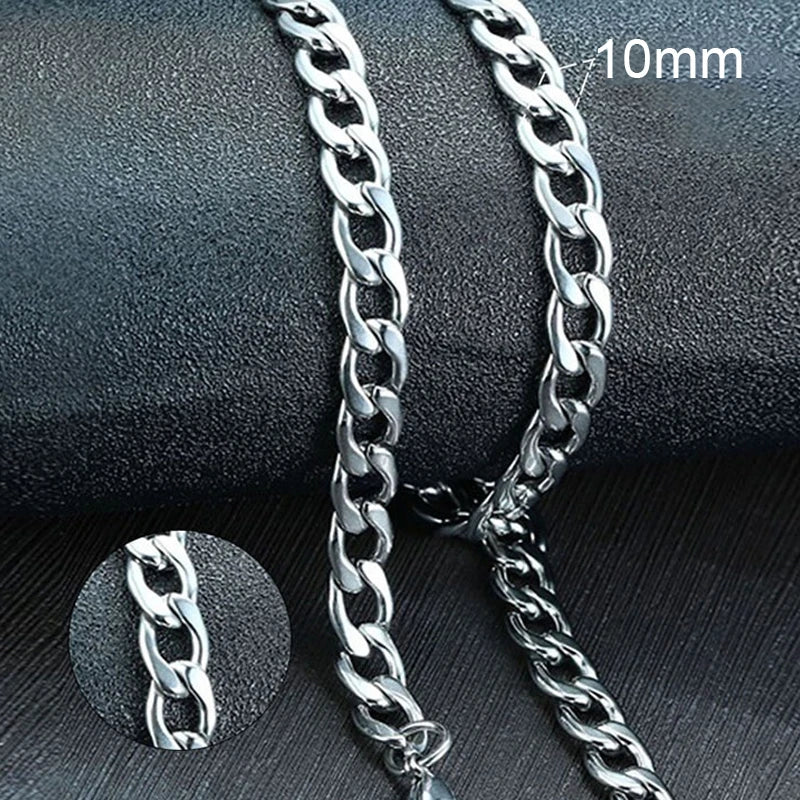 Vnox Men's Cuban Link Chain Necklace Stainless Steel Black Gold Color Male Choker colar Jewelry Gifts for Him