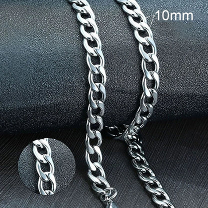 Vnox Men's Cuban Link Chain Necklace Stainless Steel Black Gold Color Male Choker colar Jewelry Gifts for Him