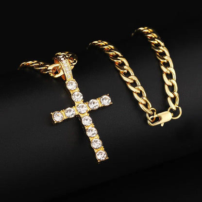 16mm Hip Hop Miami Cuban Link Chain Set Necklace +Watch+Bracelet Creative Iced Out Shiny Trendy Stylish Jewelry For Women Men