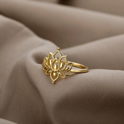 Dainty Lotus Flower Outline Ring