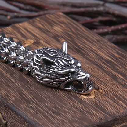 Rock Viking Wolf Charm Bracelet