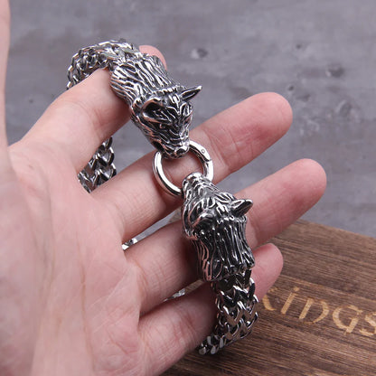 Rock Viking Wolf Charm Bracelet