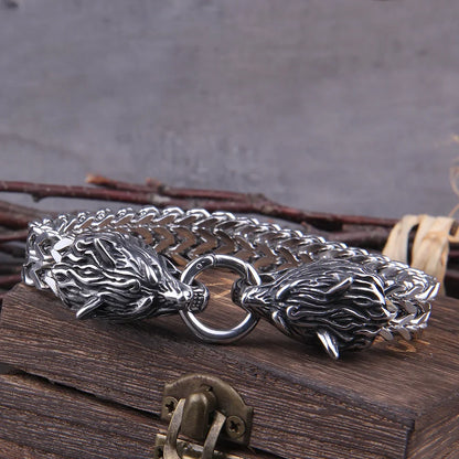 Rock Viking Wolf Charm Bracelet