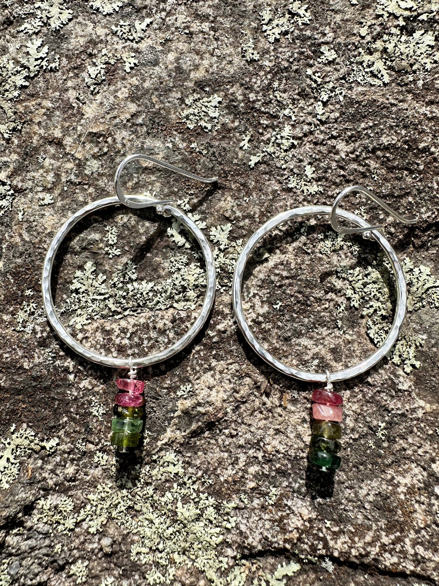 Hammered Hoops & Stone Beads