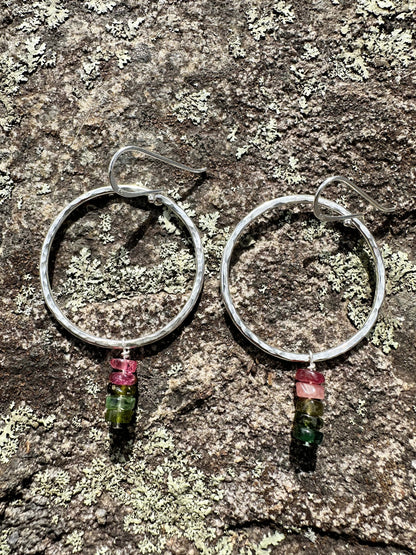 Hammered Hoops & Stone Beads