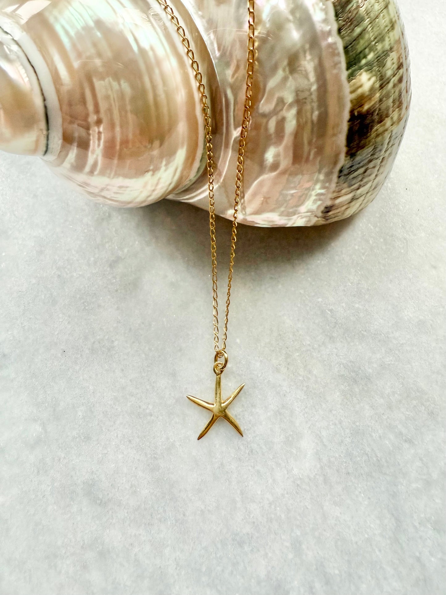 Starfish Pendant Necklace / Gold Vermeil