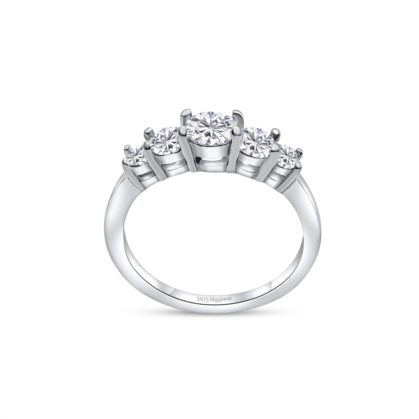 925 Sterling Silver Five Stone Diamond Engagement Ring