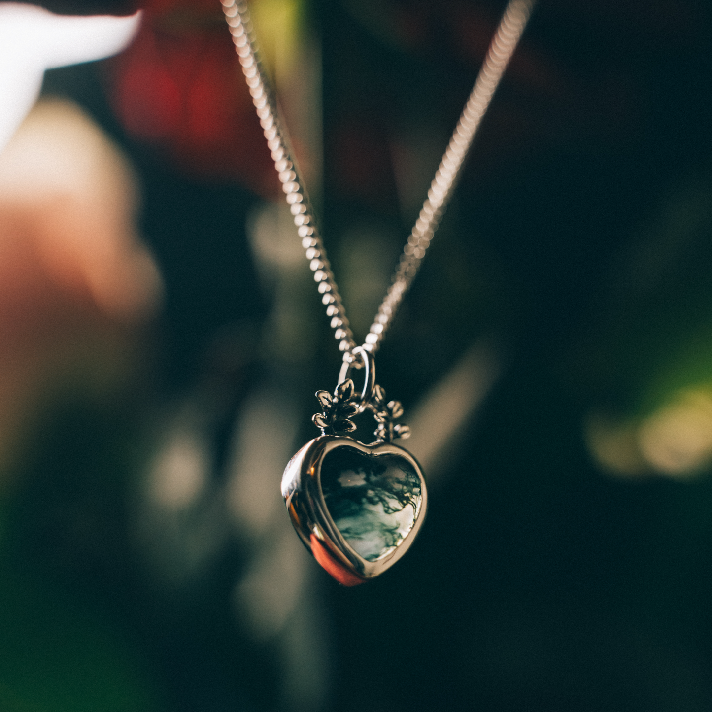 NATURE HAS MY HEART - Moss Agate & Sterling Silver Necklace