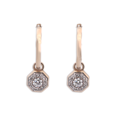 Octagonal Diamond Drop Earrings in Gold