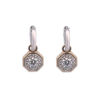 Octagonal Diamond Drop Earrings in Gold