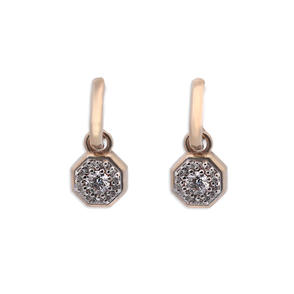 Octagonal Diamond Drop Earrings in Gold