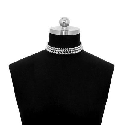 Fashion Women Necklace Multi Layer Pearl | Multi Layers Pearl Silver