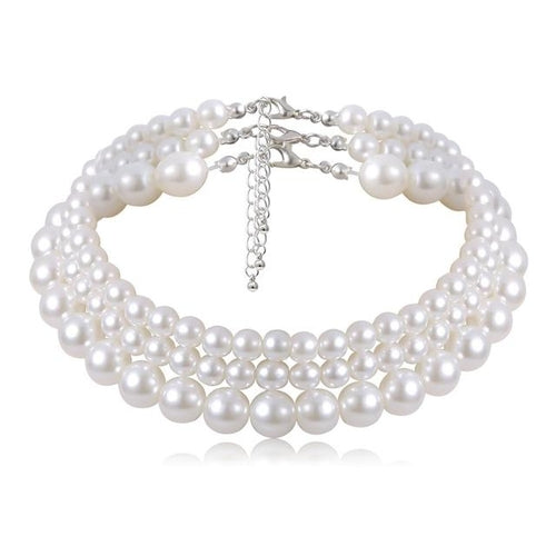 Fashion Women Necklace Multi Layer Pearl | Multi Layers Pearl Silver