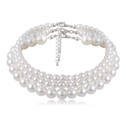 Fashion Women Necklace Multi Layer Pearl | Multi Layers Pearl Silver