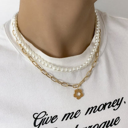 Fashion Women Necklace Multi Layer Pearl | Multi Layers Pearl Silver