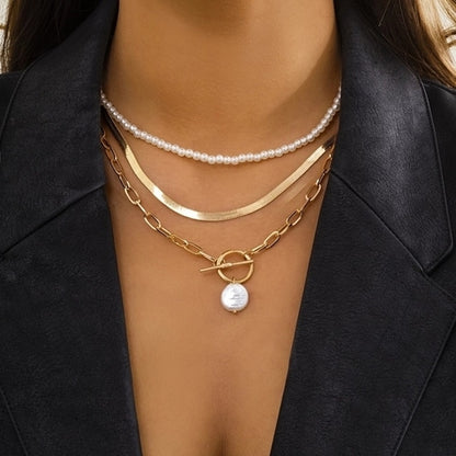 Fashion Women Necklace Multi Layer Pearl | Multi Layers Pearl Silver