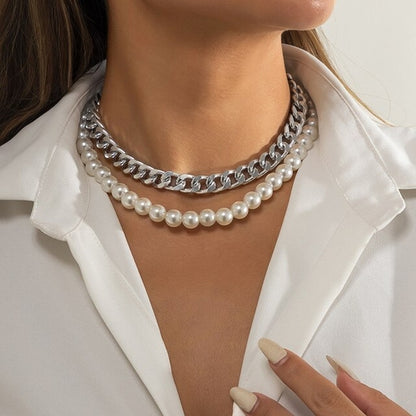Fashion Women Necklace Multi Layer Pearl | Multi Layers Pearl Silver