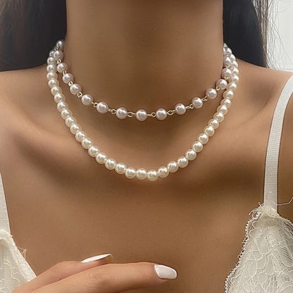 Fashion Women Necklace Multi Layer Pearl | Multi Layers Pearl Silver