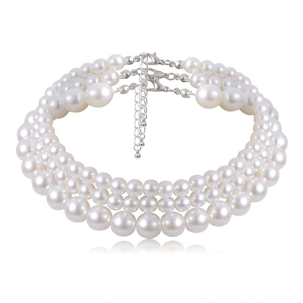 Fashion Women Necklace Multi Layer Pearl | Multi Layers Pearl Silver