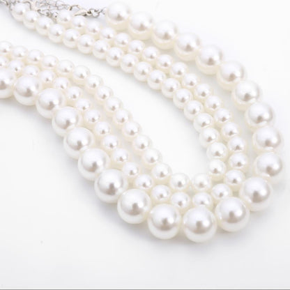 Fashion Women Necklace Multi Layer Pearl | Multi Layers Pearl Silver