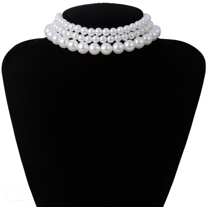 Fashion Women Necklace Multi Layer Pearl | Multi Layers Pearl Silver