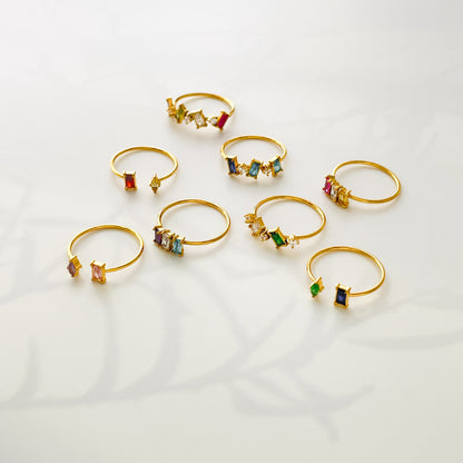 Titanium Steel Colorful Zircon Plated 18K Ring