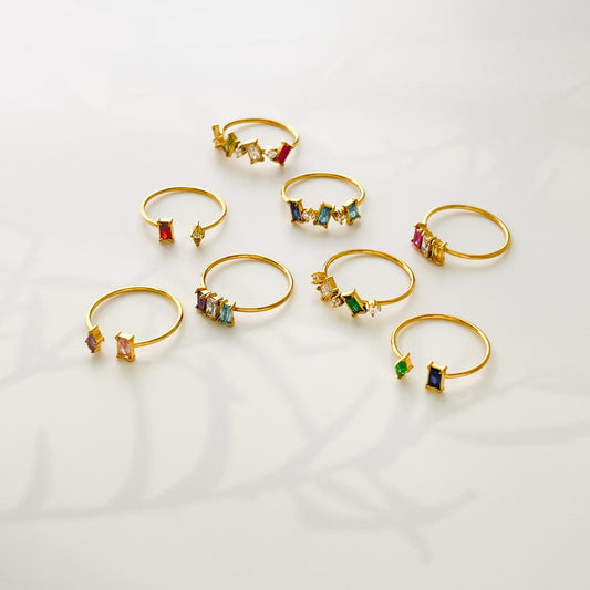 Titanium Steel Colorful Zircon Plated 18K Ring