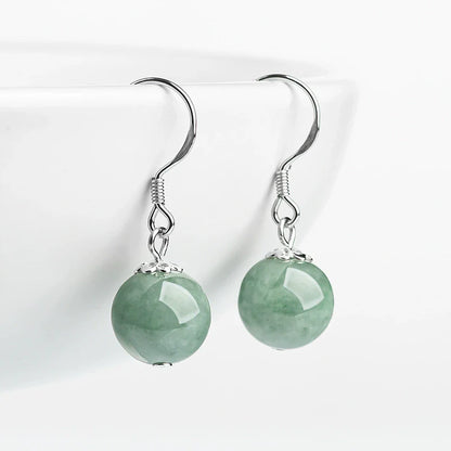 925 Sterling Silver Natural Grade A Jadeite Bead Pendant Earrings – Certified Authentic Jade Jewelry