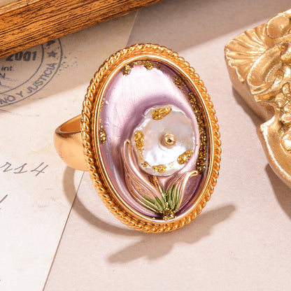 Baroque Pearl Ring Flower Oil Painting Series