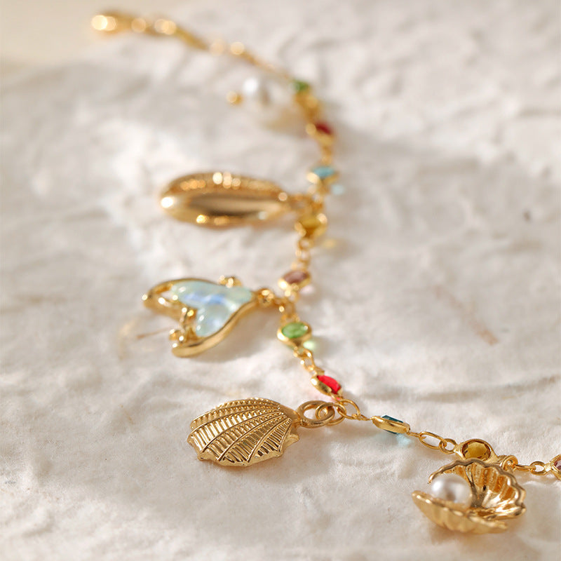 Bohemian Anklet Copper Plating 18K Real Gold Chain