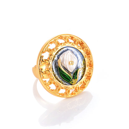 Baroque Pearl Ring Flower Oil Painting Series