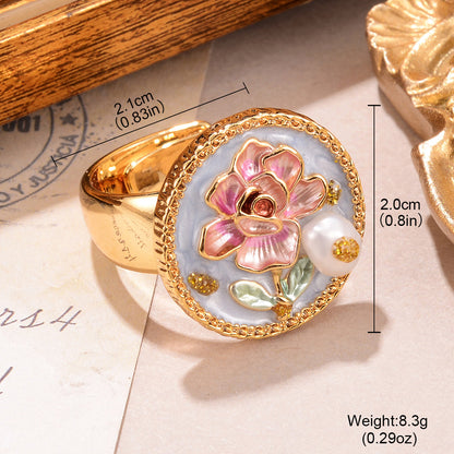 Baroque Pearl Ring Flower Oil Painting Series