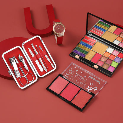 Makeup Eye Shadow Plate Blush Sunglasses Hand Gift Suit
