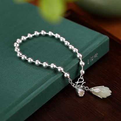 Natural  Hetian Jade Frosted Ball Bracelet Simple Retro