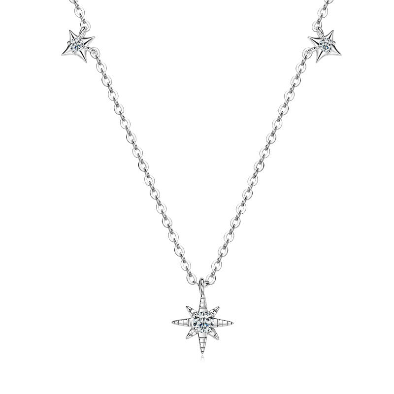 Personalized Fashion S925 Sterling Silver Moissanite Niche Starry Necklace
