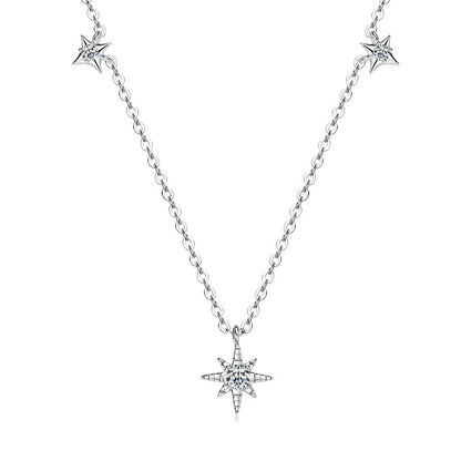 Personalized Fashion S925 Sterling Silver Moissanite Niche Starry Necklace
